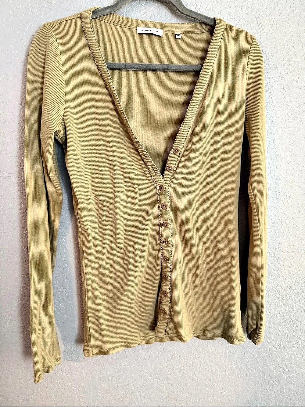 Rebecca Taylor Ribbed Button-Front Cardigan Size Medium